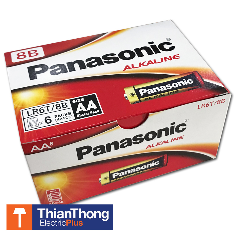 Panasonic ถ่านอัลคาไลน์ AA (แพ็ค 8 ก้อน) พานาโซนิค Alkaline Battery LR6T/8B
