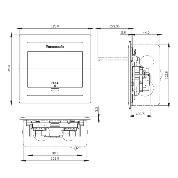Panasonic เต้ารับฝังพื้น แบบไม่มีอุปกรณ์ภายใน พานาโซนิคFloor Outlet Shallow Type without Inside Wiring Devices DUFS1200LTH - Wide Series 