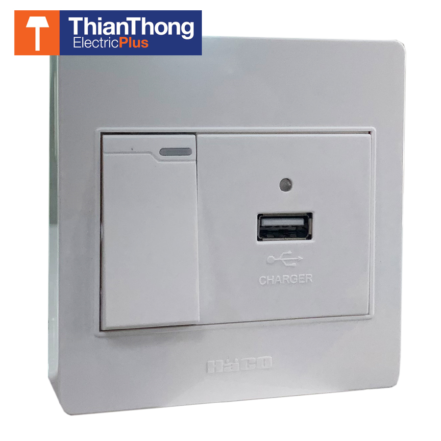 HACO ชุดเต้ารับแบบลอย USB ควบคุมด้วยสวิตช์ ฮาโก้ USB Socket with Switch M3N-USB2S