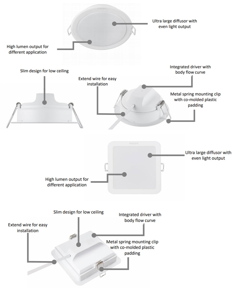 Philips โคมไฟดาวน์ไลท์ฟิลิปส์ LED หน้ากลม Meson 150 Gen3 59441 ขนาด 3 นิ้ว 3.5W