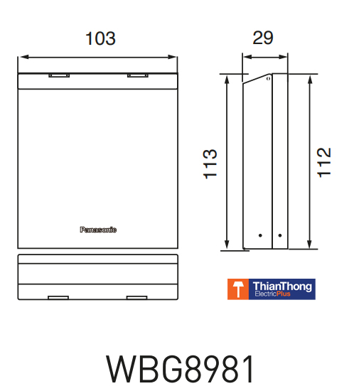 Panasonic ฝาหน้ากากกันน้ำ 3 ช่อง WBG8981 Weather proof plates Plastic 1-Gang Center 3-Devices 3