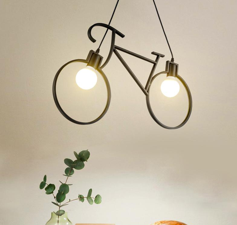 โคมไฟห้อย จักรยาน Bicycle Pendant Lamp Round Loft Style E27 TTE-CH-7431/2 Black