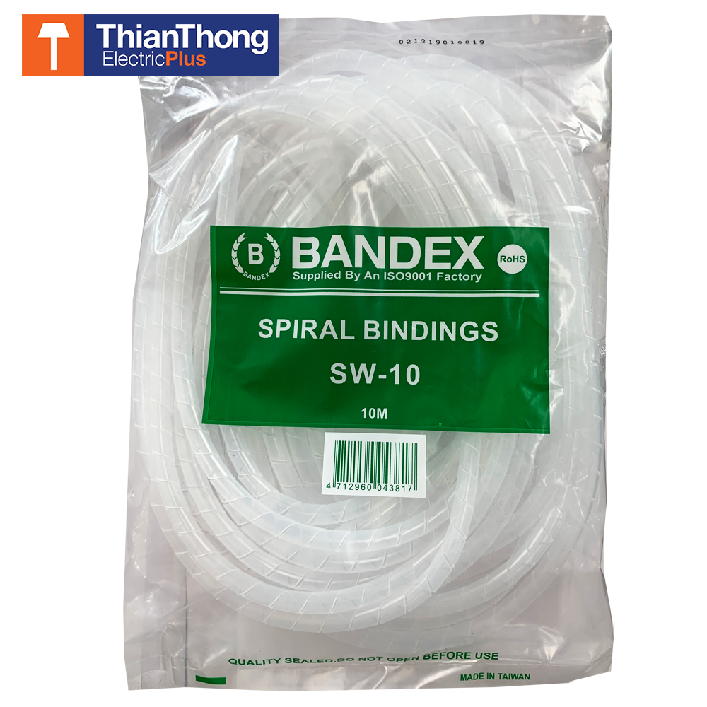 Bandex ไส้ไก่ พันจัดเก็บสายไฟ เบนเด็กซ์ Spiral Bindings SW-10 ยาว 10M
