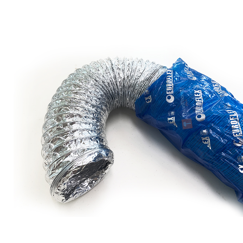 Euroflex ท่อลมระบายอากาศ ท่อลมอ่อน อลูมิเนียมฟอยล์ ชนิดยืดหยุ่น Aluminium flexible duct 4″ 10 เมตร 