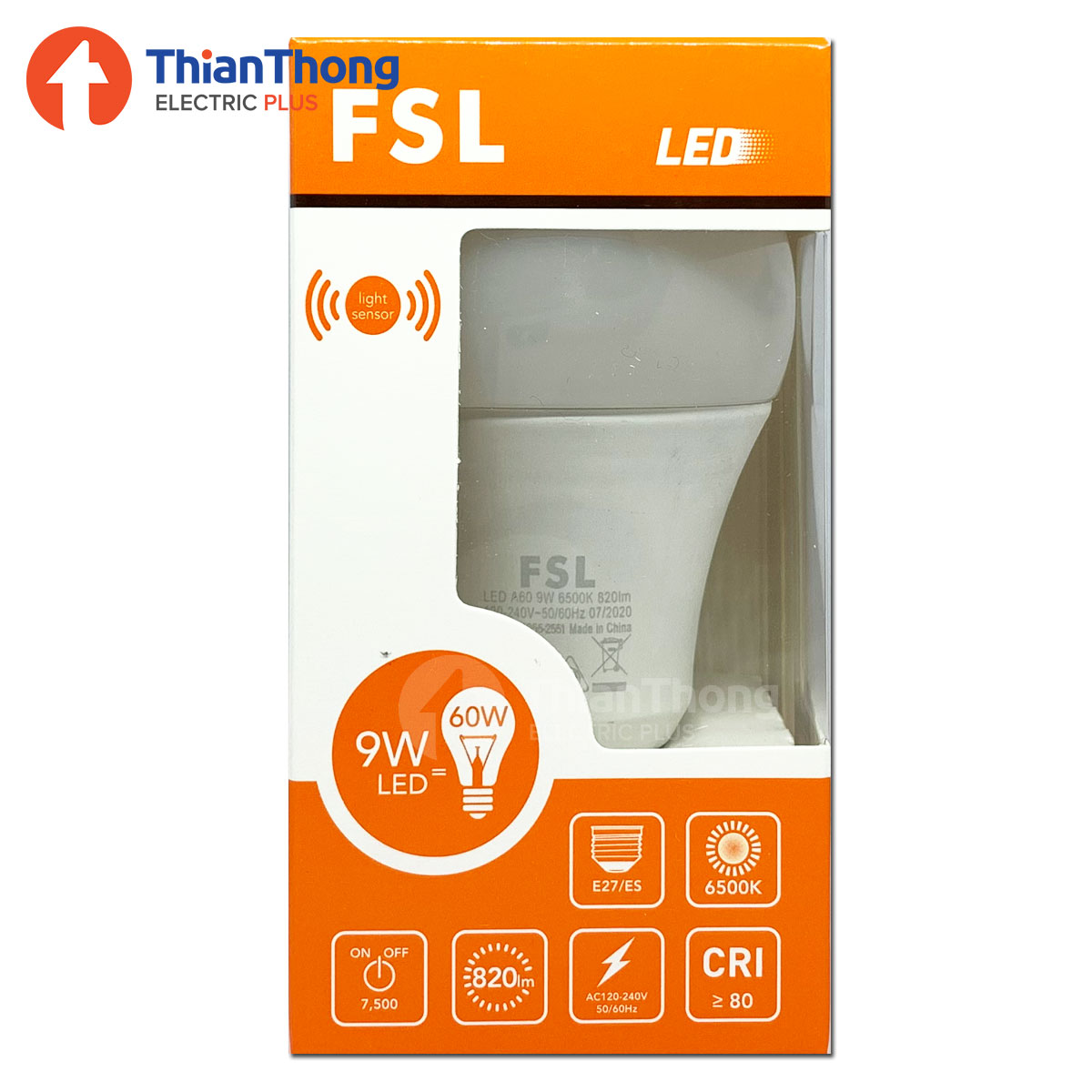 FSL หลอดไฟพร้อมเซ็นเซอร์ แสงอาทิตย์ เอฟเอสแอล LED Light Sensor 9W