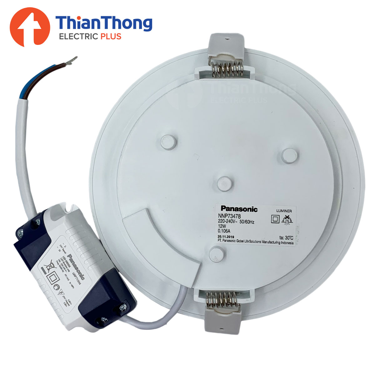 Panasonic โคมไฟดาวน์ไลท์ พาแนล พานาโซนิค Slim Downlight LED หน้ากลม ขนาด 5 นิ้ว 12W 