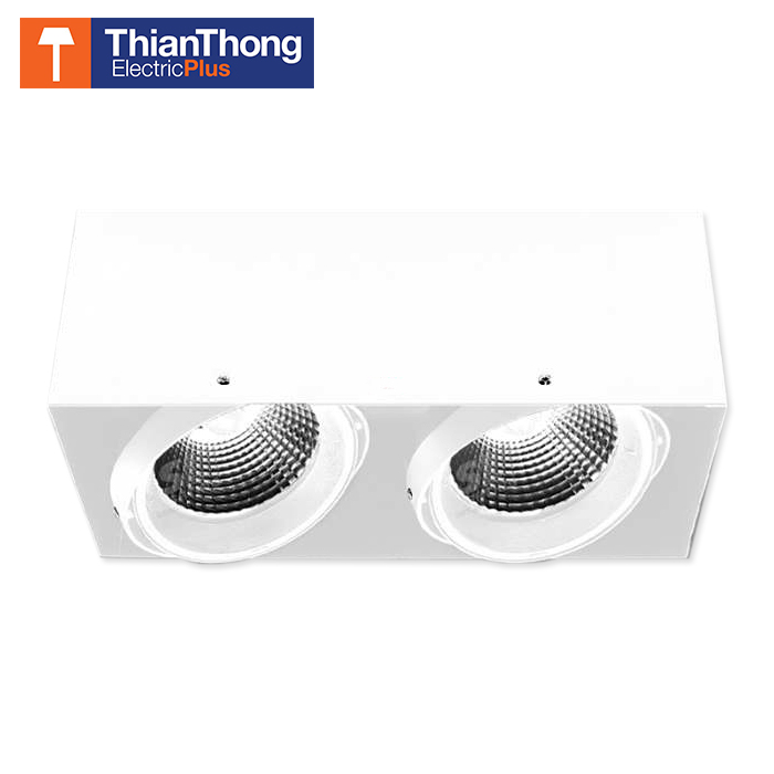 โคมไฟ ดาวน์ไลท์ AR111 ทรงเหลี่ยมหลอดคู่ ติดลอย สีขาว Downlight Surface Mounted Square TSL-3-TW-558-2 White