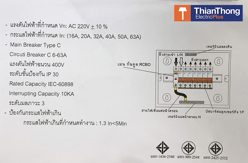 Bewon ตู้ไฟกันดูด ตู้คอนซูมเมอร์กันดูด บีวัน Consumer Unit RCBO 4 ช่อง 50A ครบชุดพร้อมเมนต์และลูกย่อย