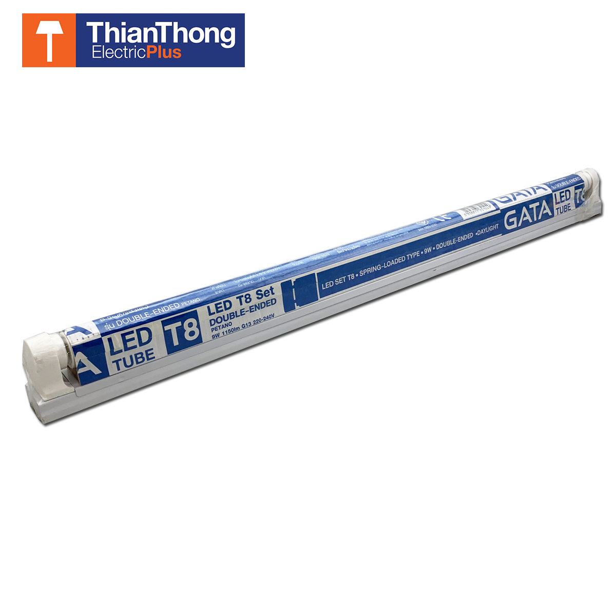 Gata ชุดรางนีออน LED T8 Set  กาต้า ชุดรางนีออน LED T8 Double-Ended Petano 9W  600 mm. (หลอดสั้น)