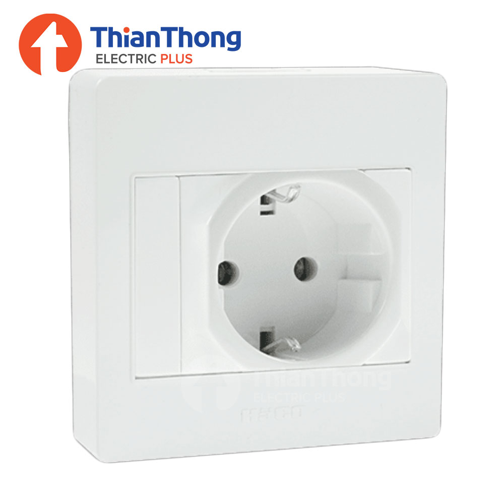 Haco เต้ารับเยอรมัน 2 ขา + สายดิน 1 ช่อง ติดลอย ฮาโก้ Single 2P+E “Schuko” Socket 16A 250V M3N-G10