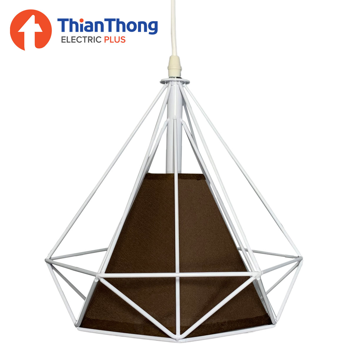 Lighting Plus โคมไฟห้อย ทรงเพชร สีขาว ผ้าน้ำตาล Pendant Lamp White TT-WBR-10