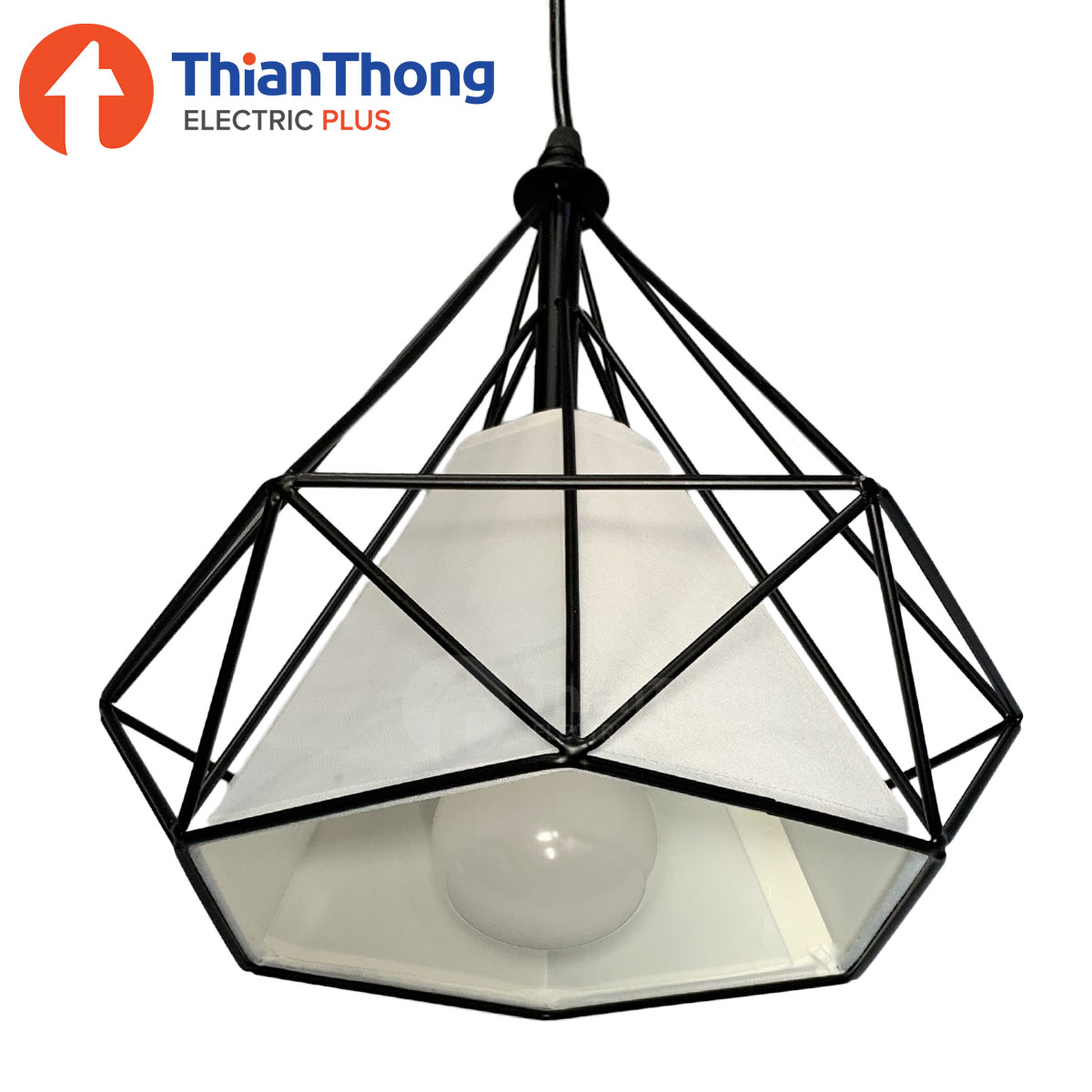 Lighting Plus โคมไฟห้อย ทรงเพชร สีดำ ผ้าขาว Pendant Lamp Black TT-BWH-10