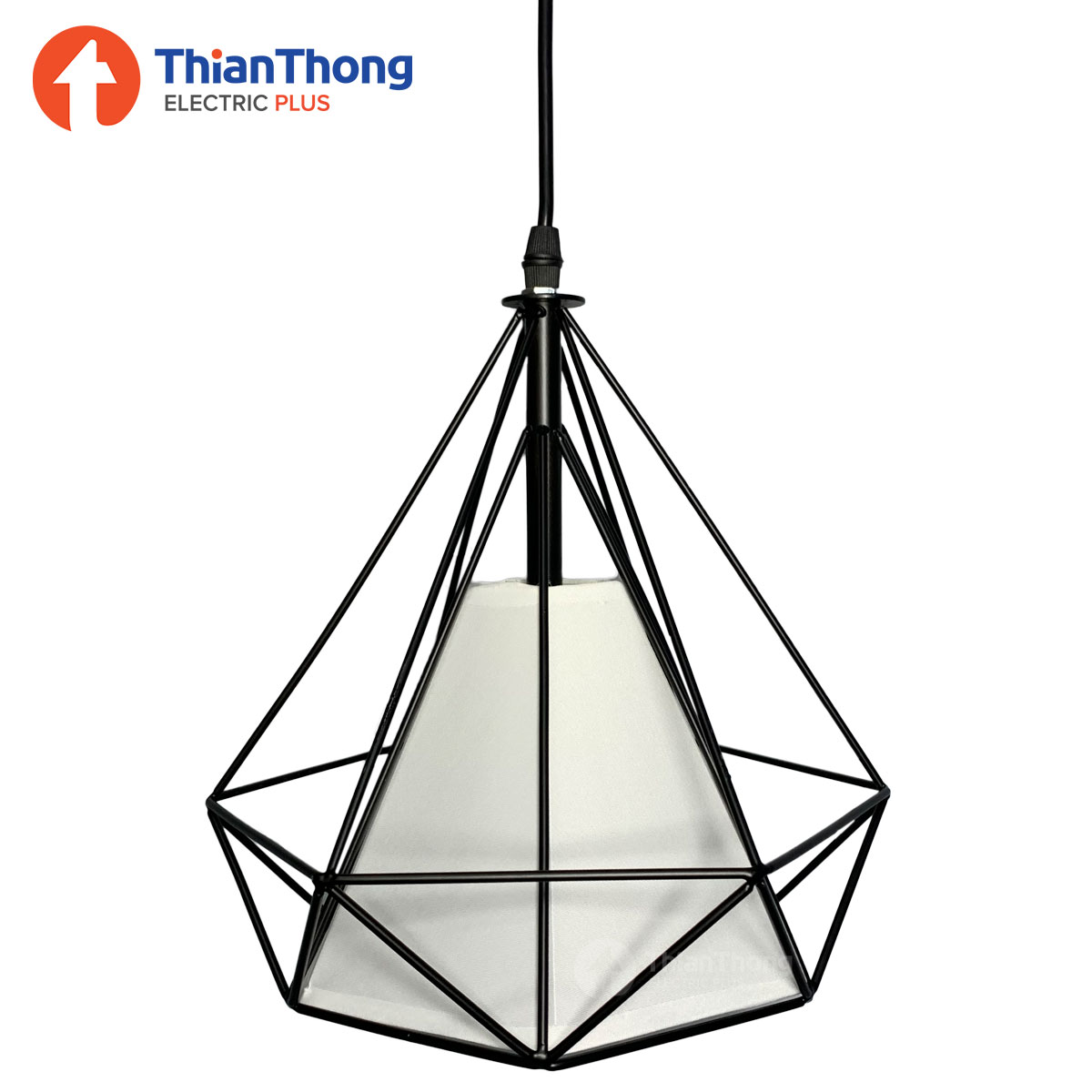 Lighting Plus โคมไฟห้อย ทรงเพชร สีดำ ผ้าขาว Pendant Lamp Black TT-BWH-10