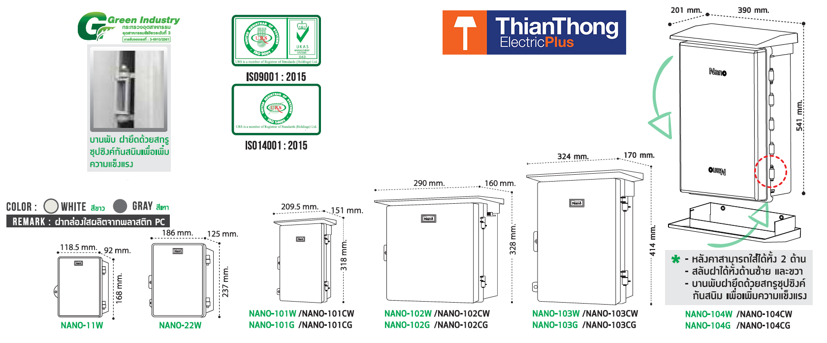 Nano ตู้กันน้ำพลาสติก นาโน Electric Enclosure Water Proof Box NANO