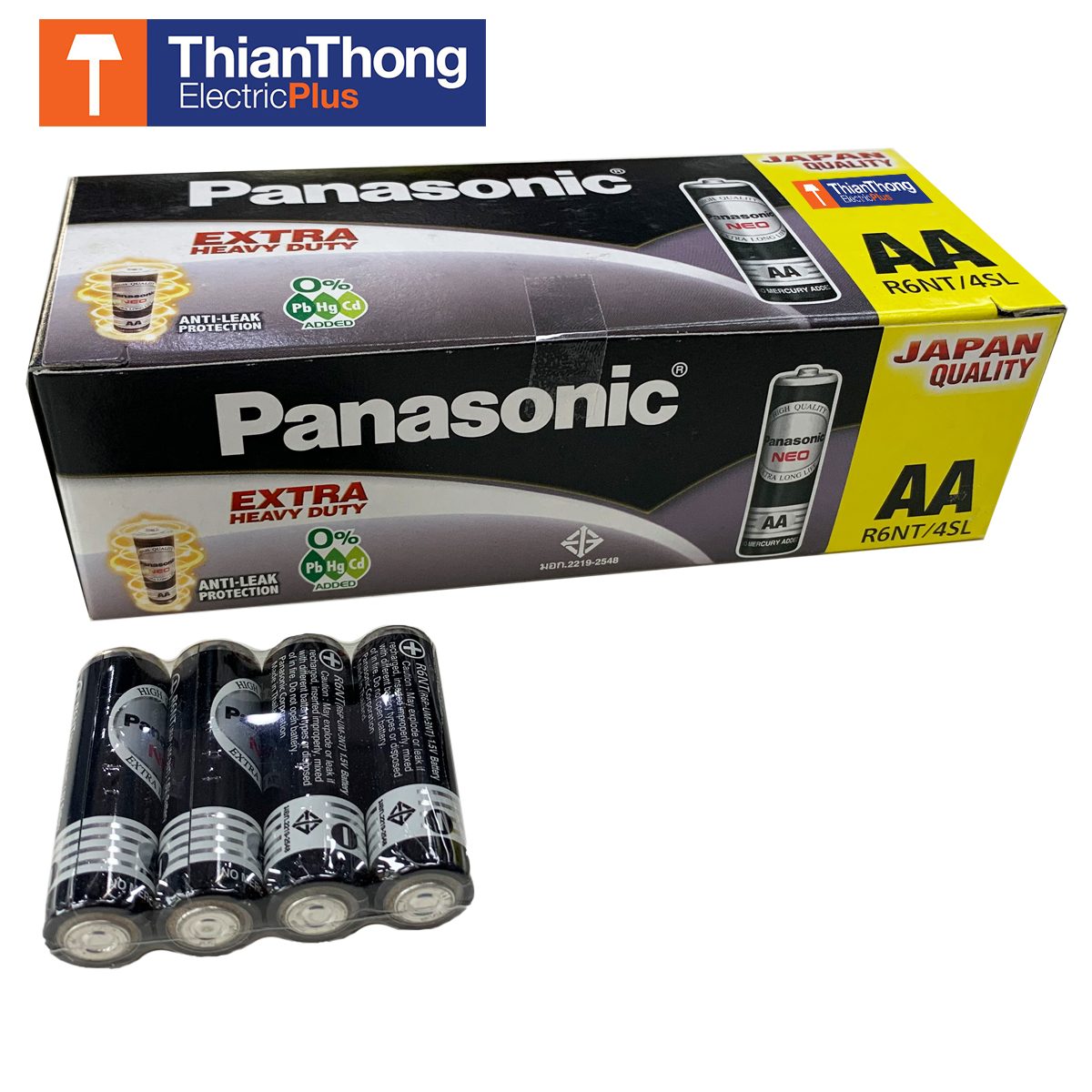 Panasonic ถ่านแมงกานีส AAx4 สีดำ Panasonic Neo Battery R6NT/4SL ยกกล่อง ( 4 ก้อน x 15 แพ็ค) รวม 60 ก้อน