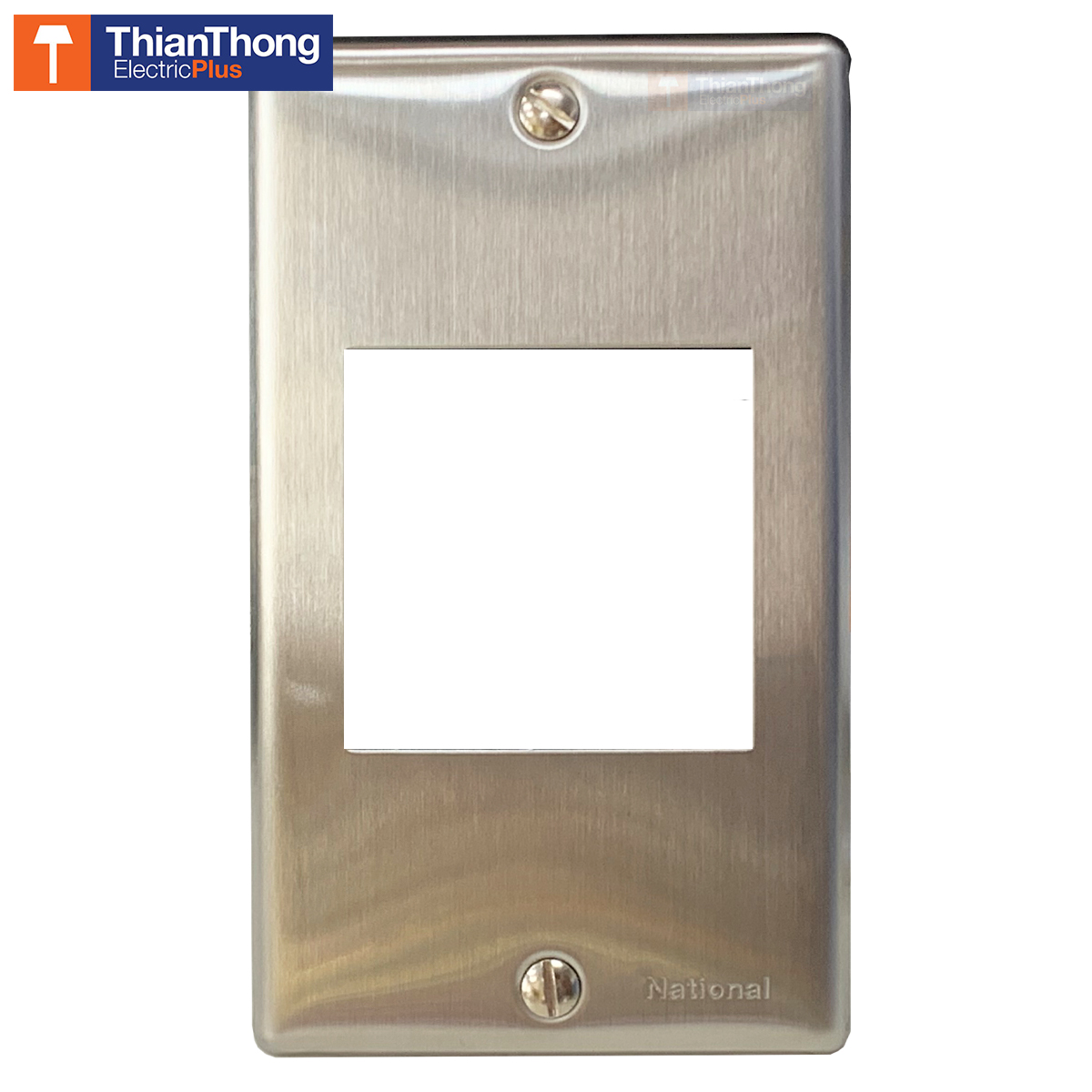 National (Panasonic) ฝาสแตนเลส 1 ช่อง สำหรับเต้ารับเยอรมัน Aluminum plate 1 device WZ1761-8