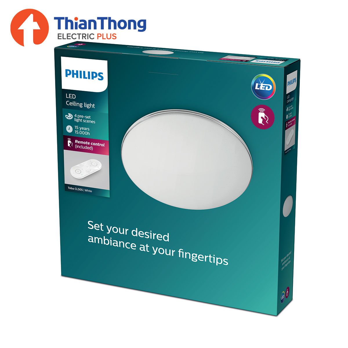 Philips โคมไฟเพดานกลม ปรับแสงได้ พร้อมรีโมทควบคุม ฟิลิปส์ LED Ceiling Light CL505 AIO Star 23W