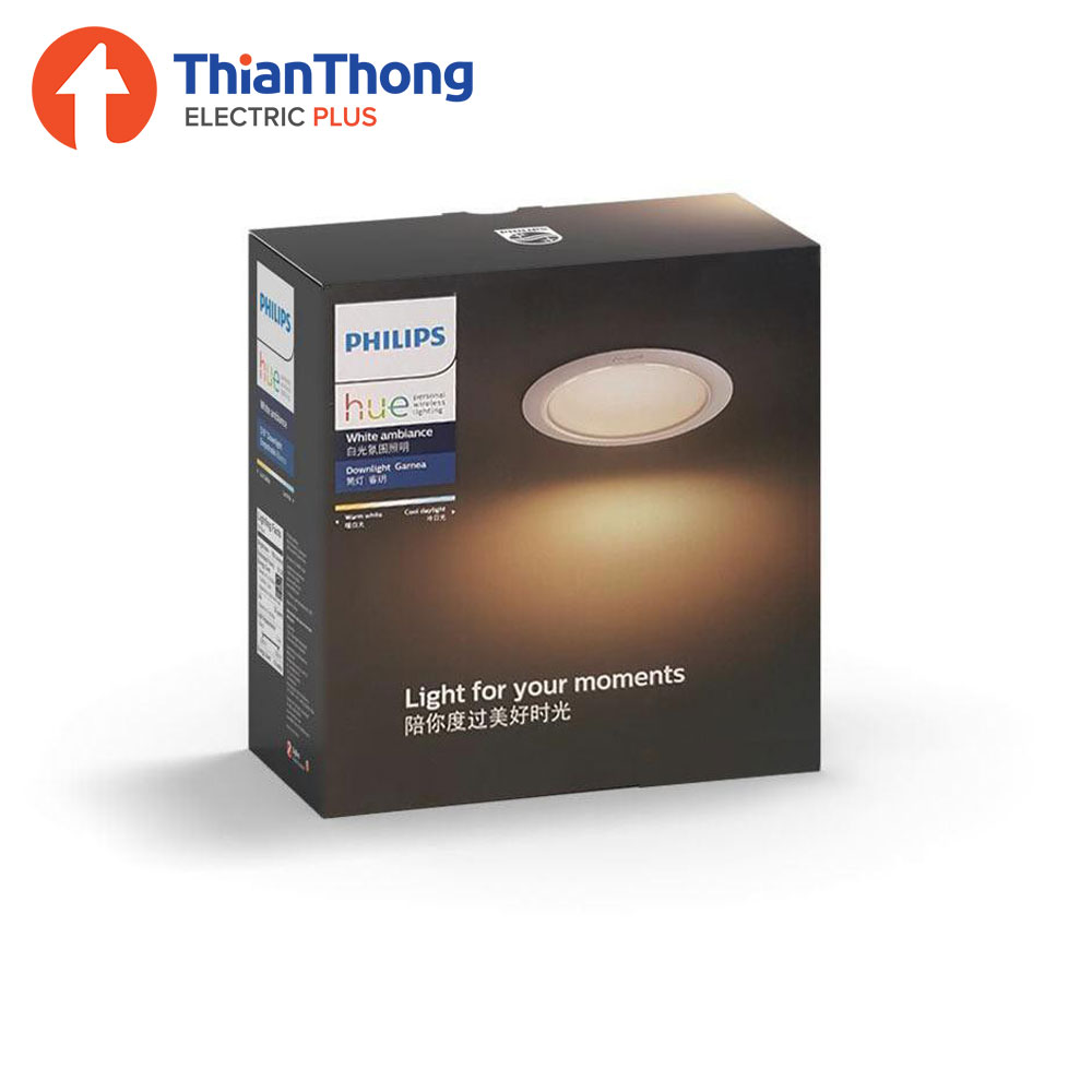 Philips Hue โคมไฟดาวน์ไลท์อัจฉริยะ ปรับแสงขาว - วอร์ม ฟิลิปส์ ฮิว White Ambiance LED Downlight 5 นิ้ว 7W