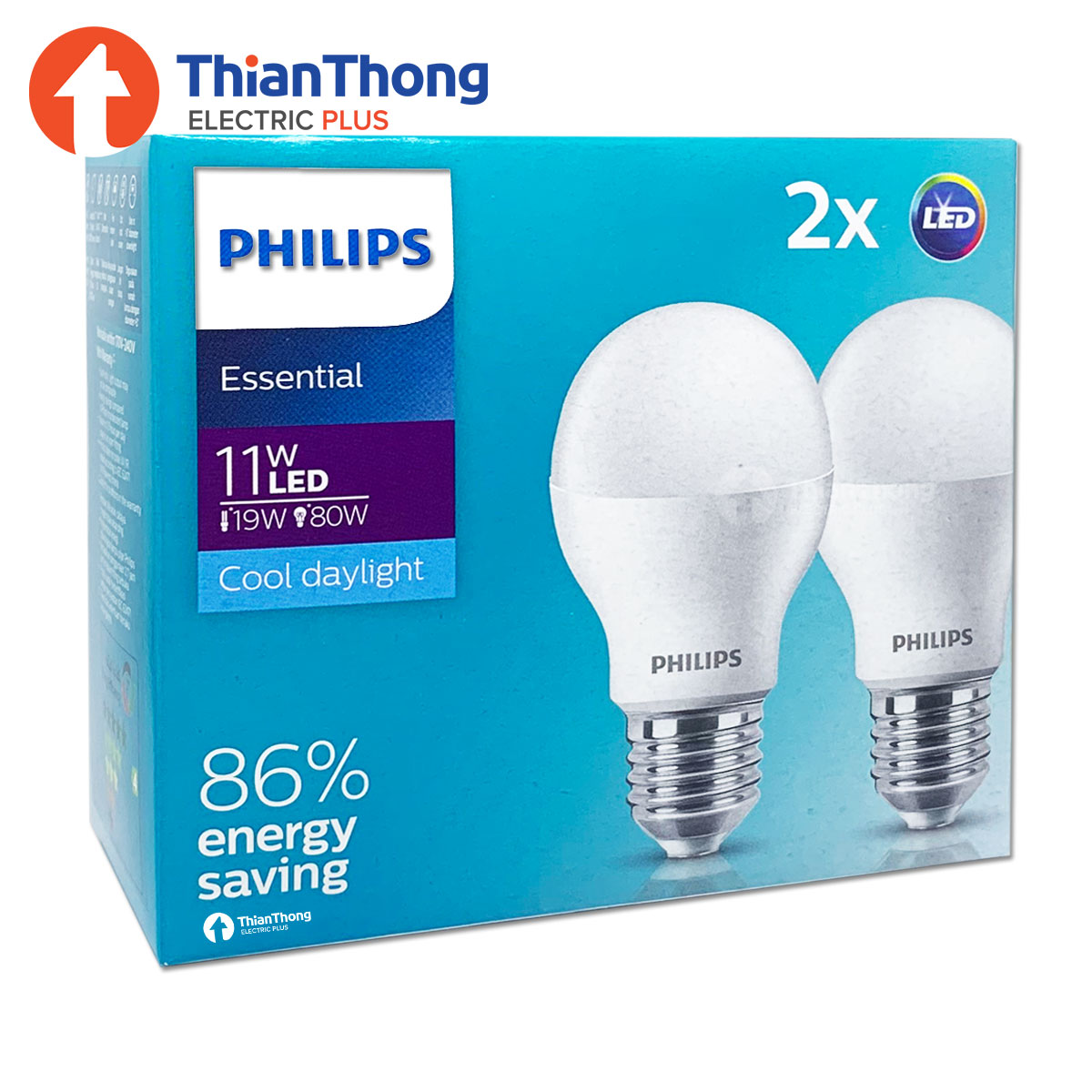 Philips หลอดไฟฟิลิปส์ LED Bulb Essential 11W (แพ็คคู่) Value Pack