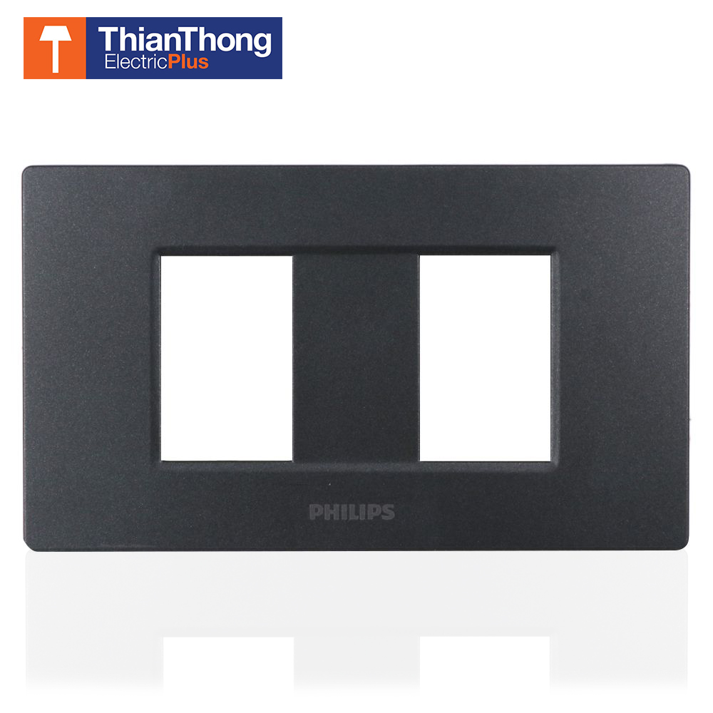 Philips หน้ากาก ฝา 2 ช่อง ฟิลิปส์ รุ่นลีฟ LeafStyle 2M Cover ฺBlack สีดำ