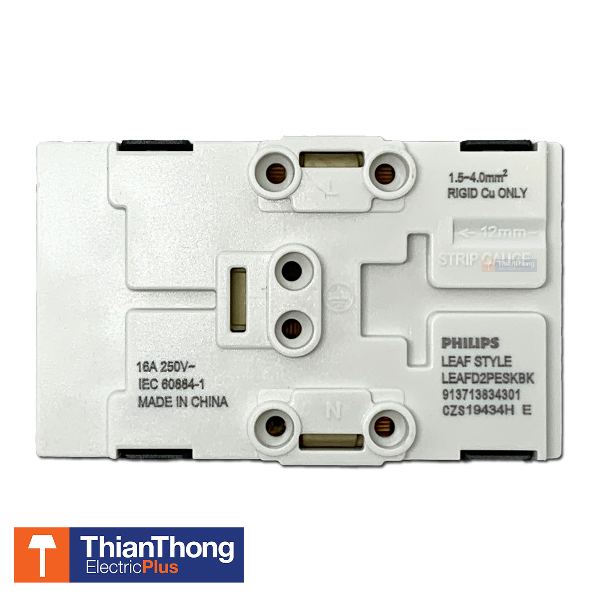Philips เต้ารับคู่แบบมีสายดิน และม่านนิรภัย ฟิลิปส์ รุ่นลีฟ LeafStyle Duplex 2P+E US-EU Socket Black สีดำ