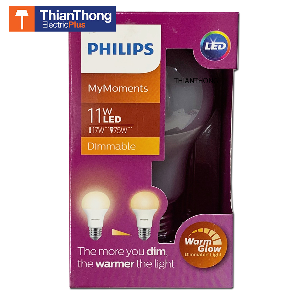 Philips หลอดไฟฟิลิปส์ MyMoments LED Bulb 11W Dimmable - Warm White หรี่ไฟได้