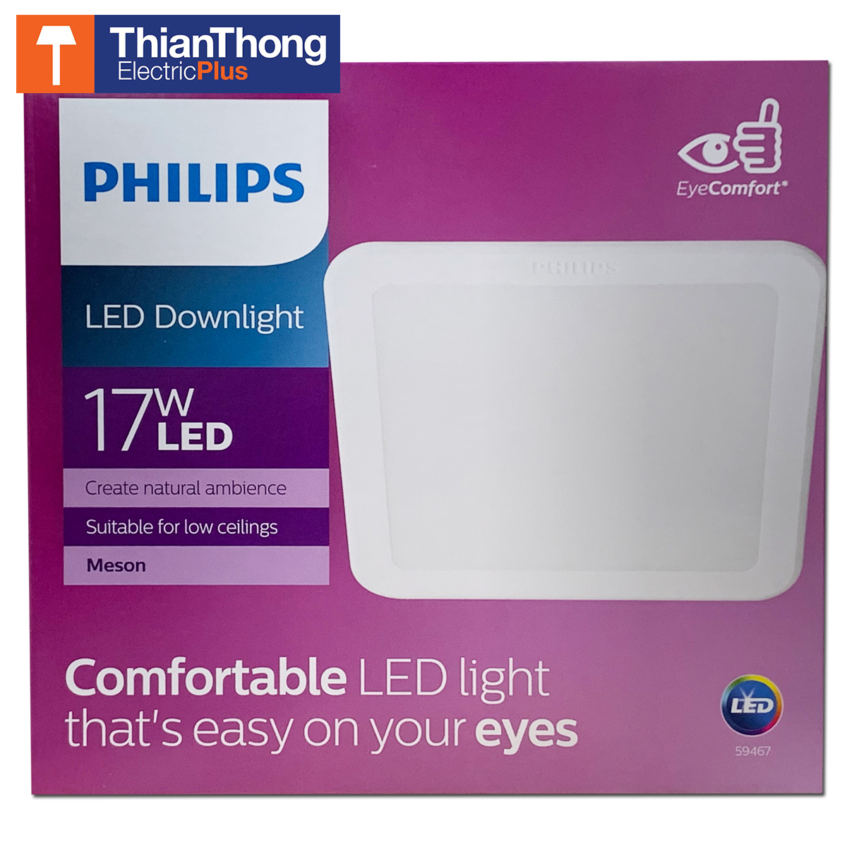 Philips ดาวน์ไลท์เหลี่ยม แบบฝัง ฟิลิปส์ Meson Gen 3 Square LED 6 นิ้ว 17W 59467
