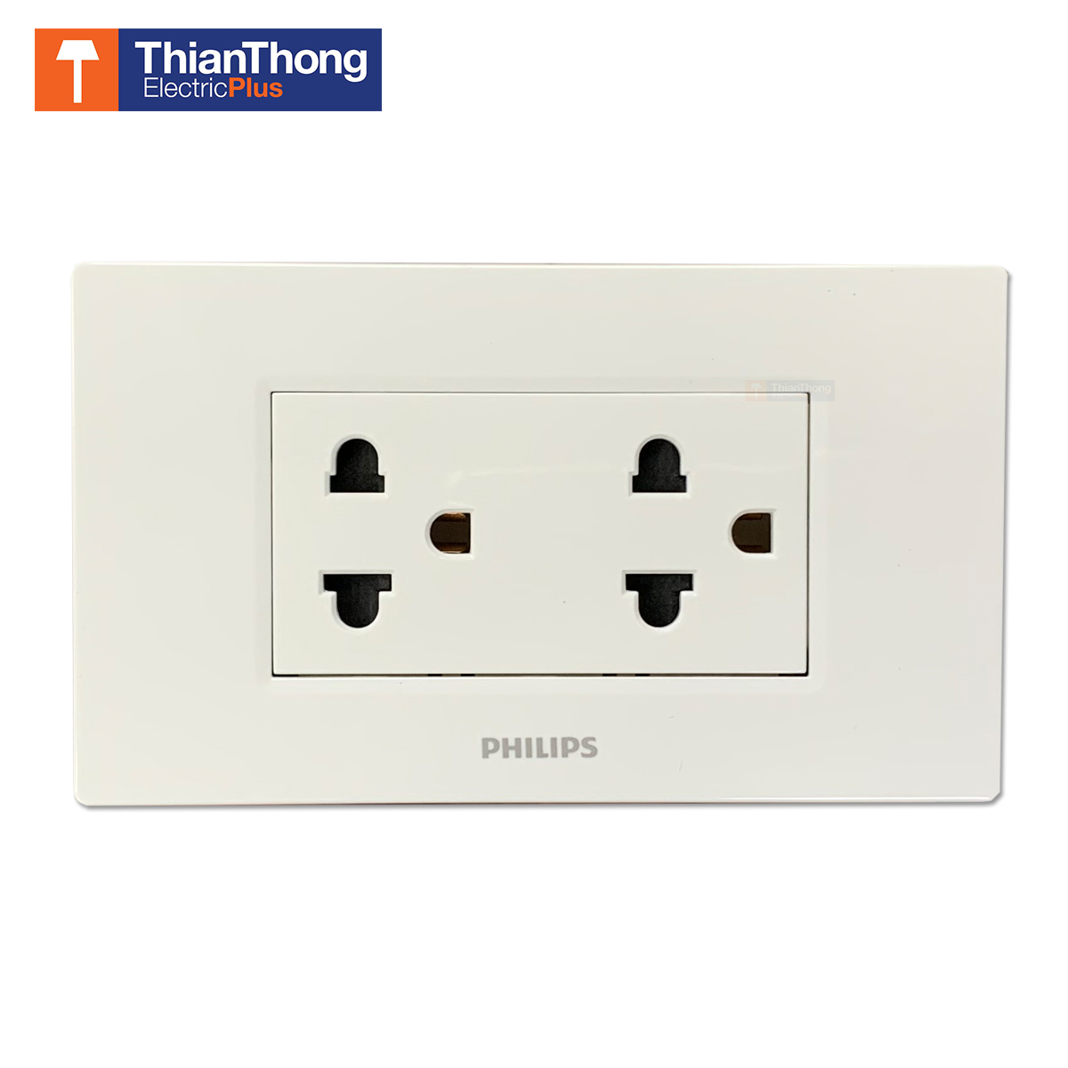 Philips ชุดพร้อมใช้ เต้ารับคู่แบบมีกราวด์ พร้อมหน้ากากและกล่องลอย ฟิลิปส์ LeafStyle LeafStyle Duplex 2P+E US-EU Socket with Wall Box