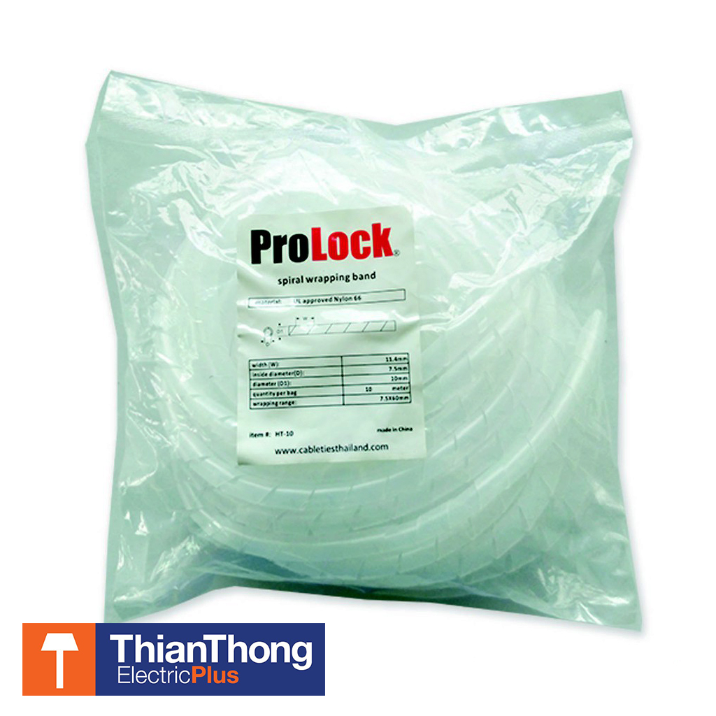 Prolock ไส้ไก่พันสายไฟ โปรล๊อก Spiral Wrapping Band ขนาด 10 มม. ยาว 10 เมตร