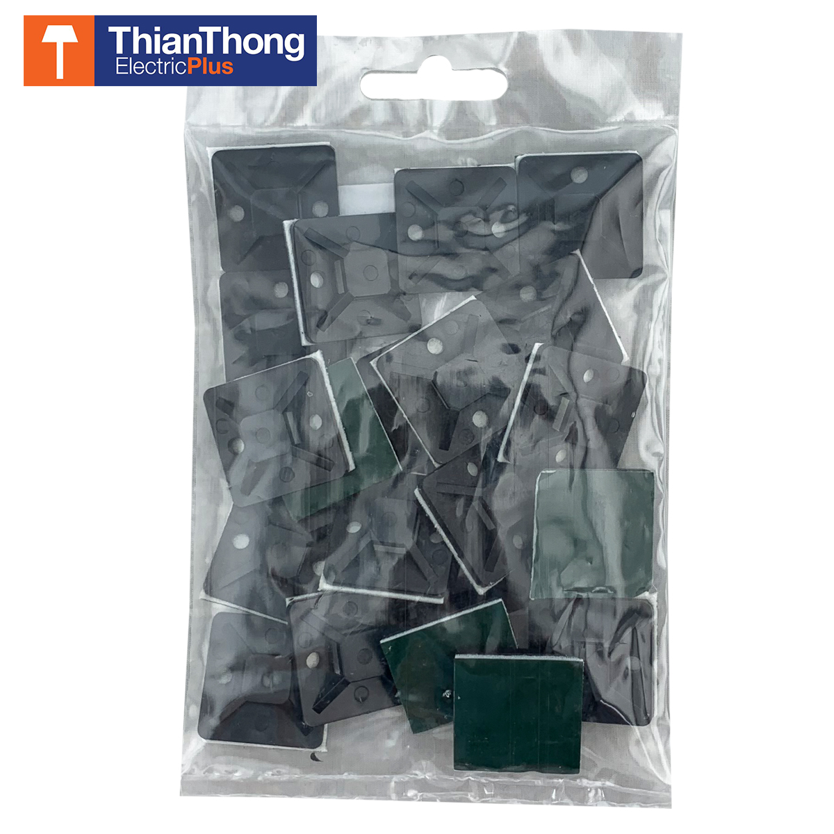 Prolock แป้นกาวยึดสายไฟ โปรล็อก Tie mount ขนาด 25x25 mm. Black สีดำ แพ็ค 20 ชิ้น