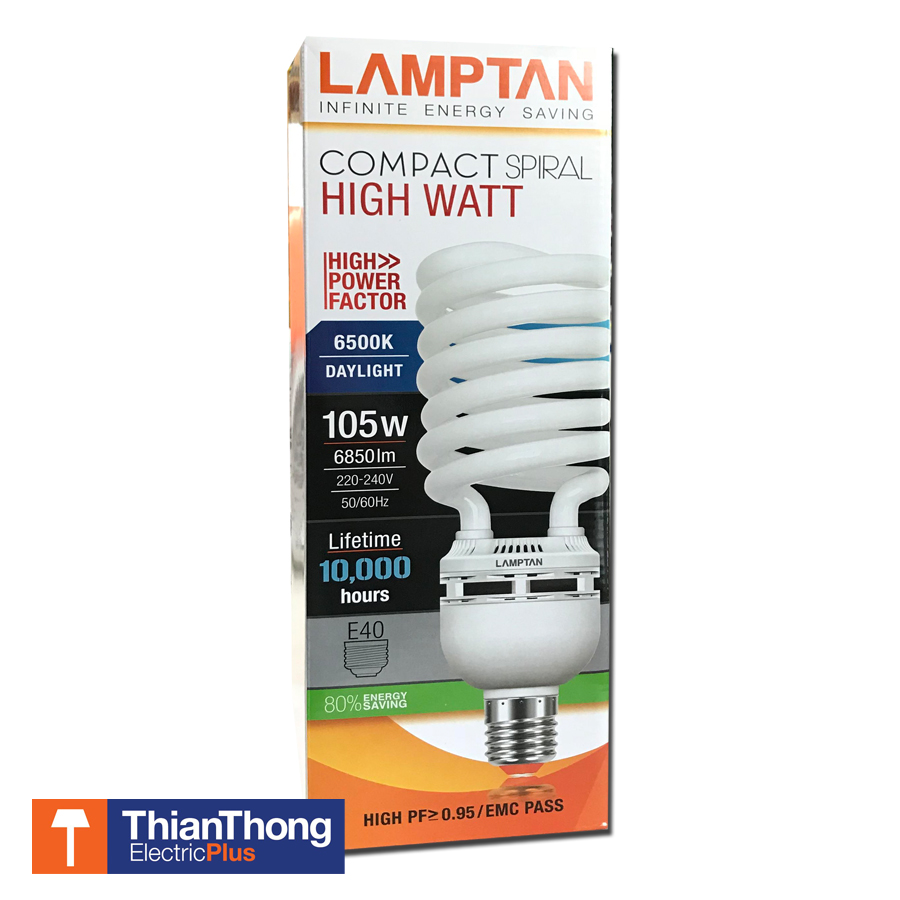 Lamptan High Watt Comtact Spiral หลอดไฟ แลมป์ตั้นรุ่นไฮวัตต์ 105W E40 Daylight