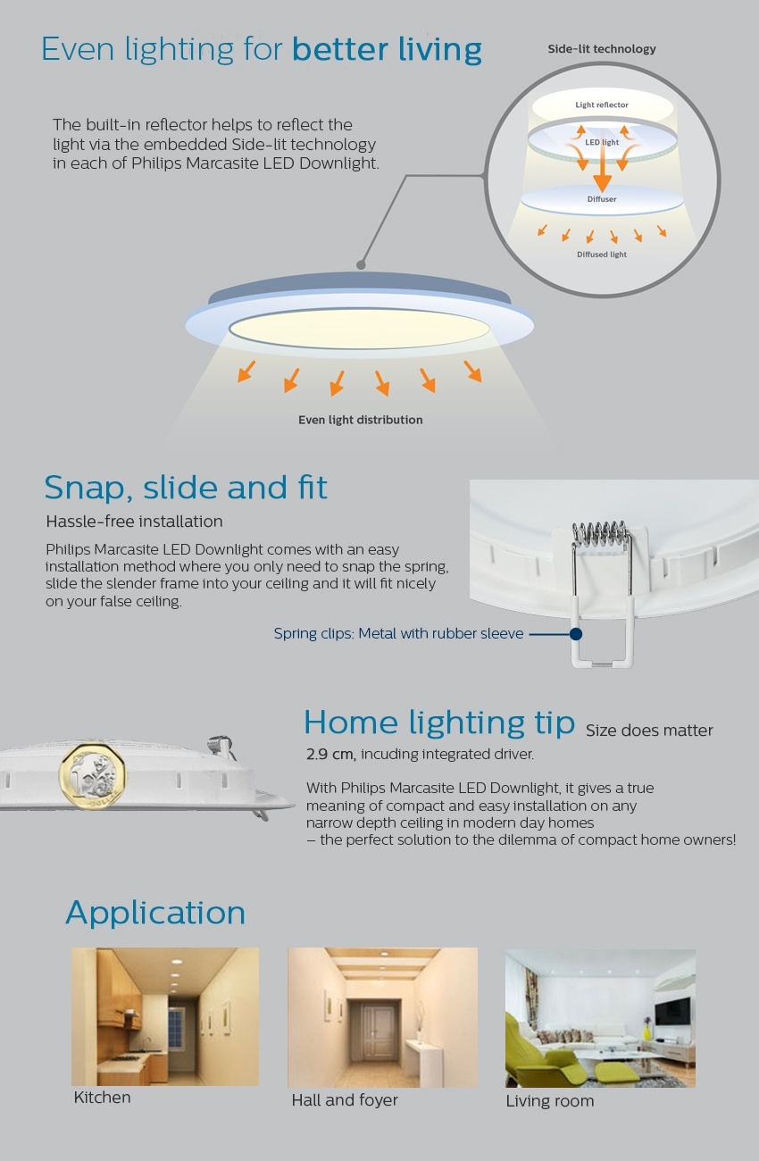 Philips Downlight Marcasite 59521 ดาวไลท์ ฟิลิปส์ LED 9W กลม