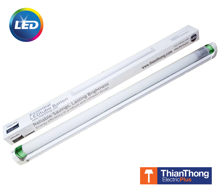 Philips ชุดรางนีออน LED รุ่น อีโคเซต ฟิลิปส์ Essential LEDtube Batten 10W ขั่วเขียว High Output ยาว600 mm Cool Day Light (6500k) BN010C