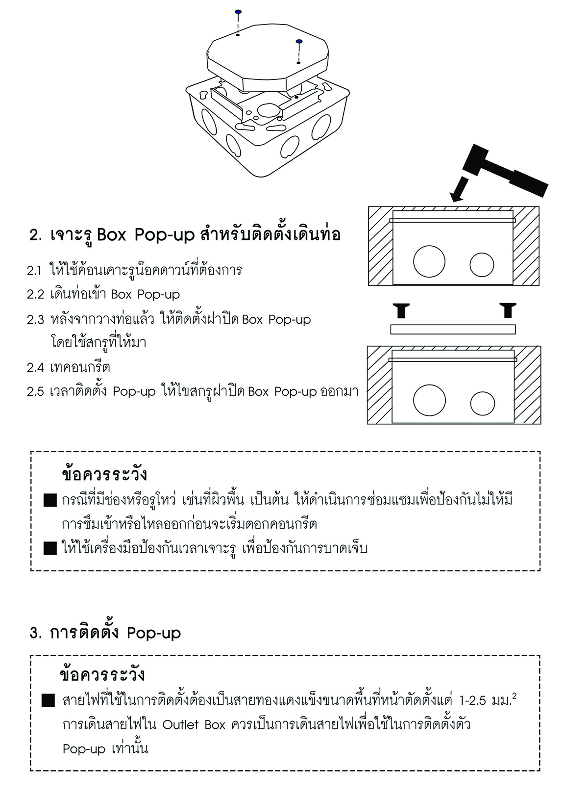 Haco กล่องโลหะเต้ารับแบบปรับองศา ฮาโก้ Haco Floor socket flush metal box SQ-120