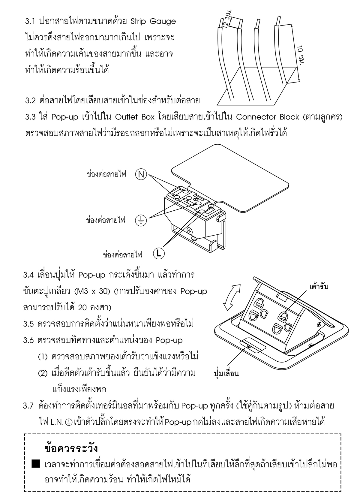 Haco กล่องโลหะเต้ารับแบบปรับองศา ฮาโก้ Haco Floor socket flush metal box SQ-120